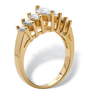 PalmBeach Jewelry Yellow Gold-plated Marquise Cut Cubic Zirconia Graduated Anniversary Ring Sizes 5-10
