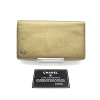 Chanel Gold Tone Caviar Leather Bifold Women's Wallet (Authentic Pre-Loved)