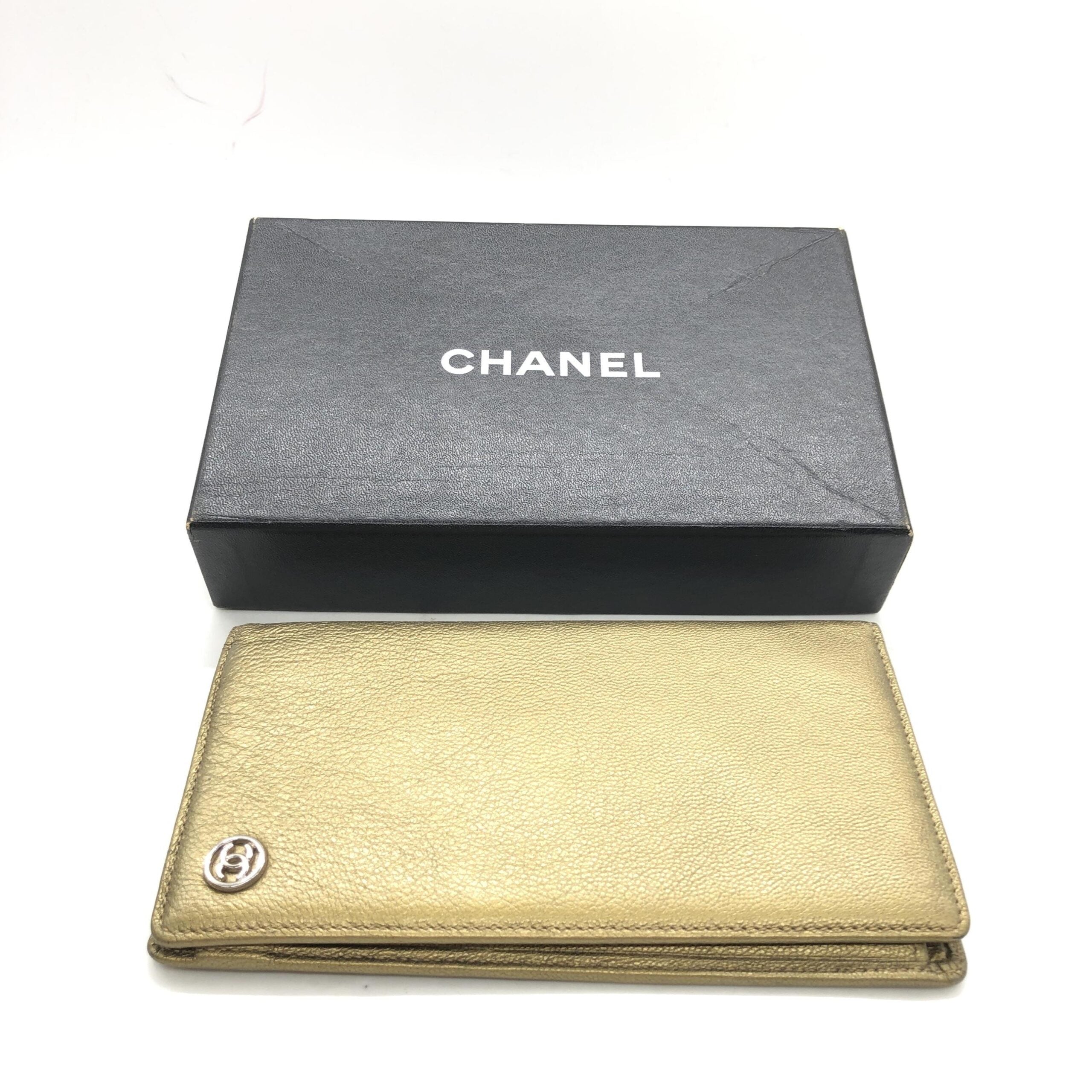 Chanel Gold Tone Caviar Leather Bifold Women's Wallet (Authentic Pre-Loved)