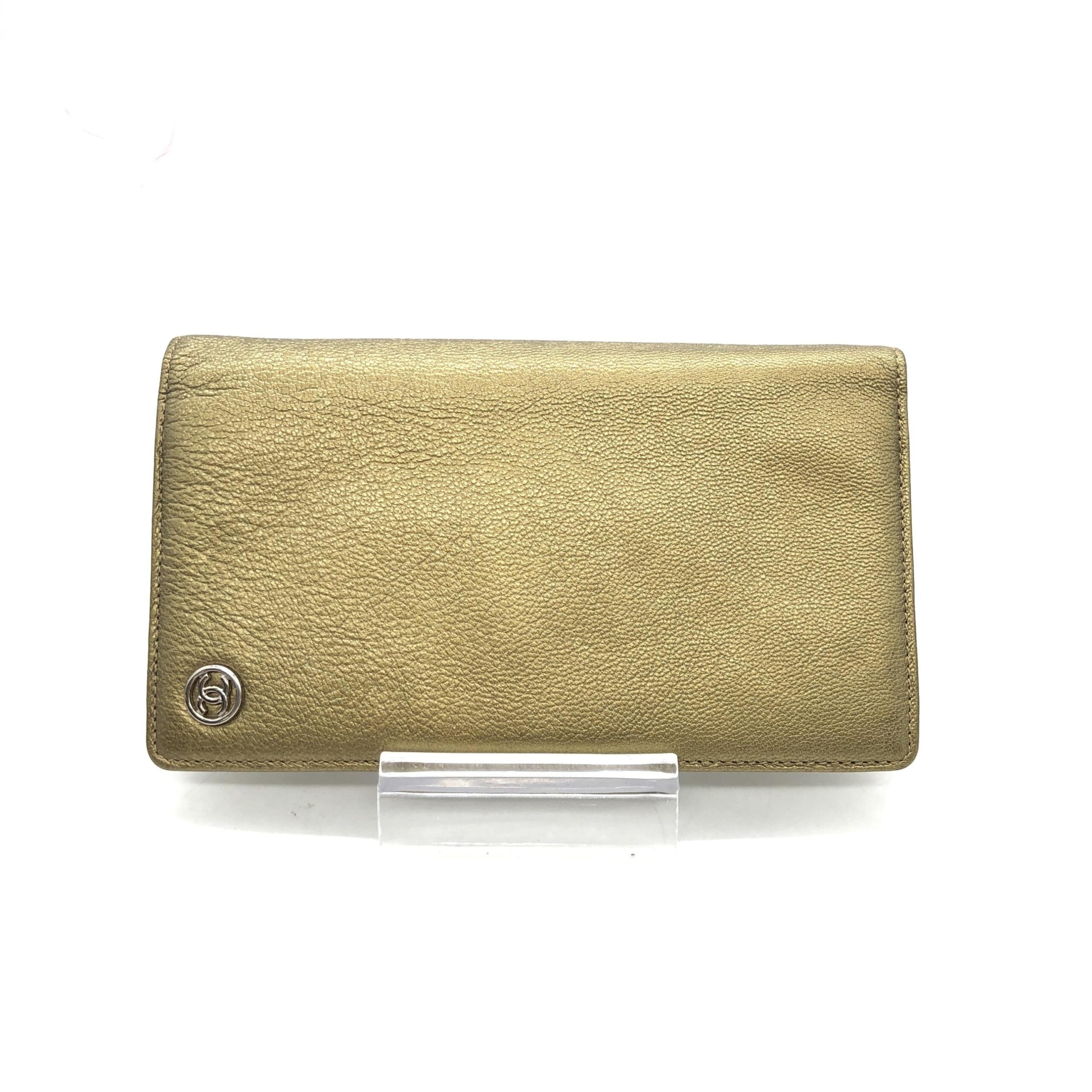Chanel Gold Tone Caviar Leather Bifold Women's Wallet (Authentic Pre-Loved)
