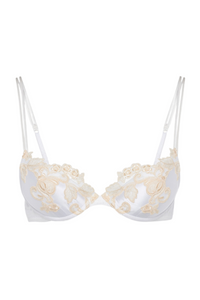 La Perla White Silk Push-Up Bra With Frastaglio