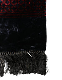 Dolce & Gabbana Black Red Rayon Geometric Pattern Fringe 140cm X 16cm Men's Scarf