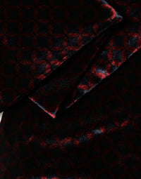Dolce & Gabbana Black Red Rayon Geometric Pattern Fringe 140cm X 16cm Men's Scarf
