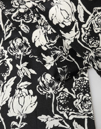 Dolce & Gabbana Black White Silk Floral Print Fringe 136cm X 15.5cm Men's Scarf