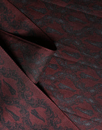 Dolce & Gabbana Burgundy Black Silk Paisley Foulard 135cm X 22cm Men's Scarf