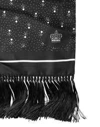 Dolce & Gabbana Black White Silk Dotted Print Foulard 140cm X 15cm Men's Scarf
