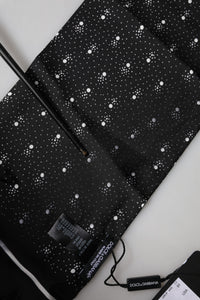 Dolce & Gabbana Black White Silk Dotted Print Foulard 140cm X 15cm Men's Scarf