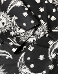 Dolce & Gabbana Black Silk Sun Moon Star Fringe Foulard 178cm X 33cm Men's Scarf