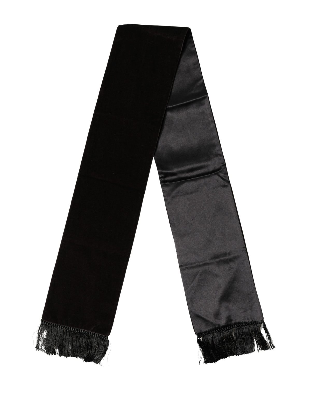Dolce & Gabbana Black Silk Fringe Neck Wrap Foulard 139.5cm x 15.5cm Men's Scarf