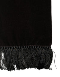 Dolce & Gabbana Black Silk Fringe Neck Wrap Foulard 139.5cm x 15.5cm Men's Scarf