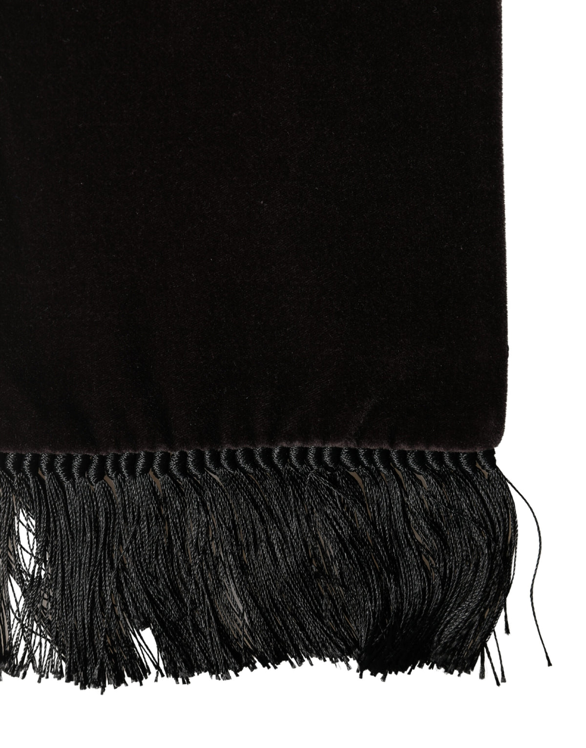 Dolce & Gabbana Black Silk Fringe Neck Wrap Foulard 139.5cm x 15.5cm Men's Scarf