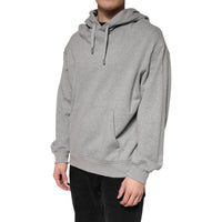 Dolce & Gabbana Gray Cotton Hooded Sweatshirt Men's Sweater