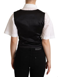Dolce & Gabbana Dolce & Gabbana Solid Black Silk Sleeveless Waistcoat Vest Women's Top