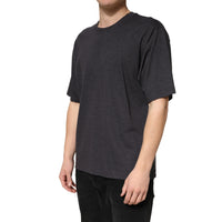 Dolce & Gabbana Dark Grey Cotton Crewneck Short Men's Sleeve
