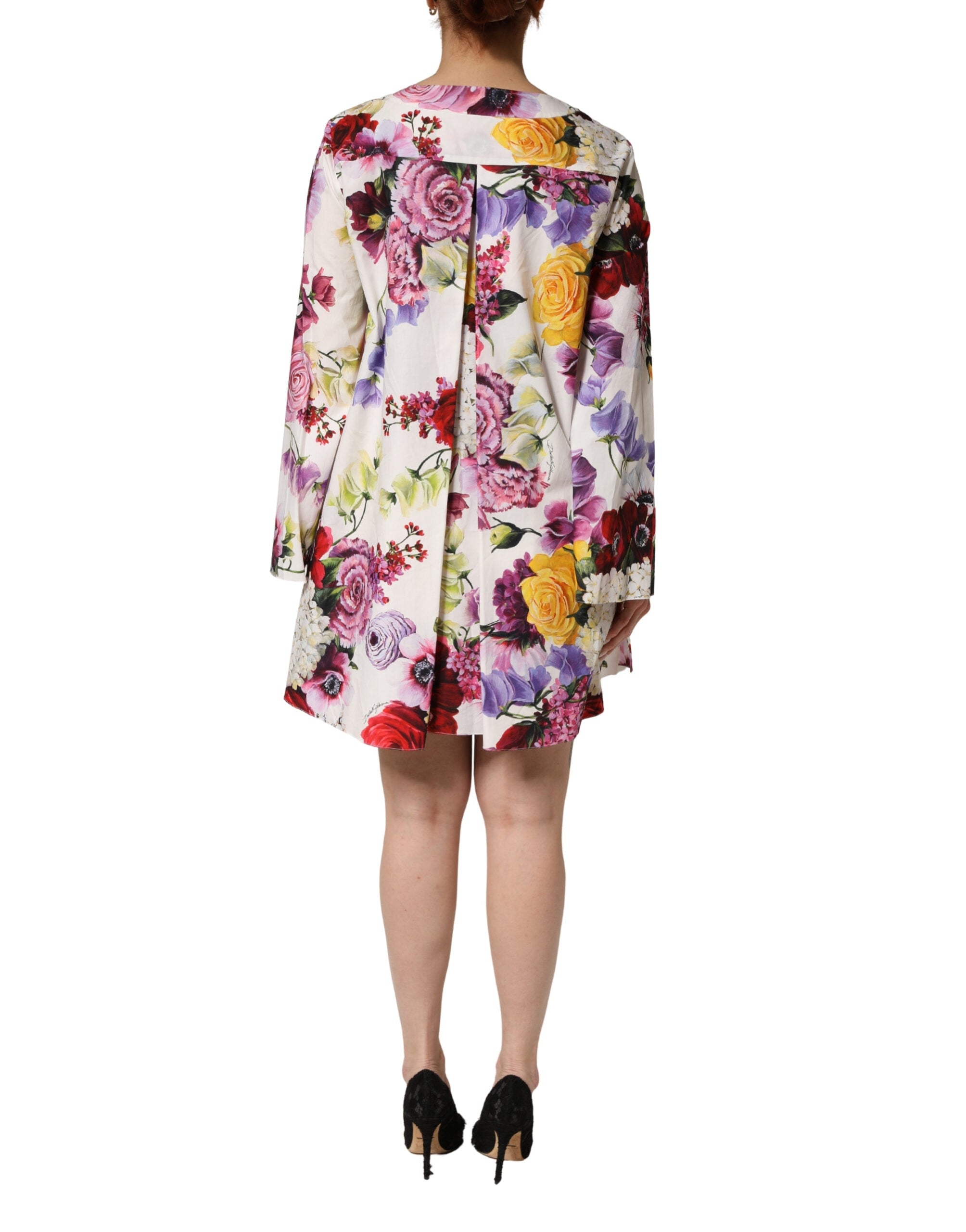 Dolce & Gabbana Dolce & Gabbana Multicolor Floral Cotton Longsleeves Midi Women's Dress