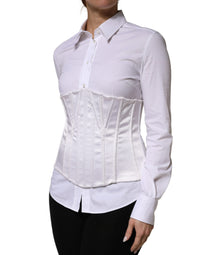 Dolce & Gabbana White Polyamide Waist Cincher Bustier Corset Women's Top