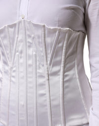 Dolce & Gabbana White Polyamide Waist Cincher Bustier Corset Women's Top