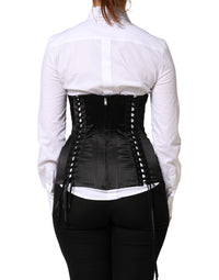 Dolce & Gabbana Black Silk Lace-Up Waist Cincher Corset Women's Top