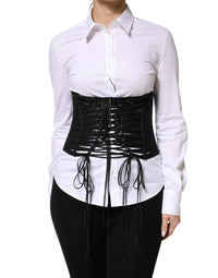 Dolce & Gabbana Black Polyester LaceUp Waist Cincher Corset Women's Top