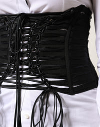 Dolce & Gabbana Black Polyester LaceUp Waist Cincher Corset Women's Top
