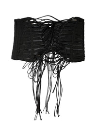 Dolce & Gabbana Black Polyester LaceUp Waist Cincher Corset Women's Top