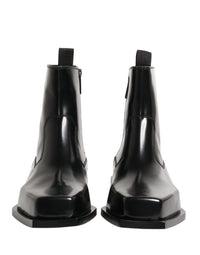 Dolce & Gabbana Black Leather Zip Closure Ankle Boots Men's Shoes