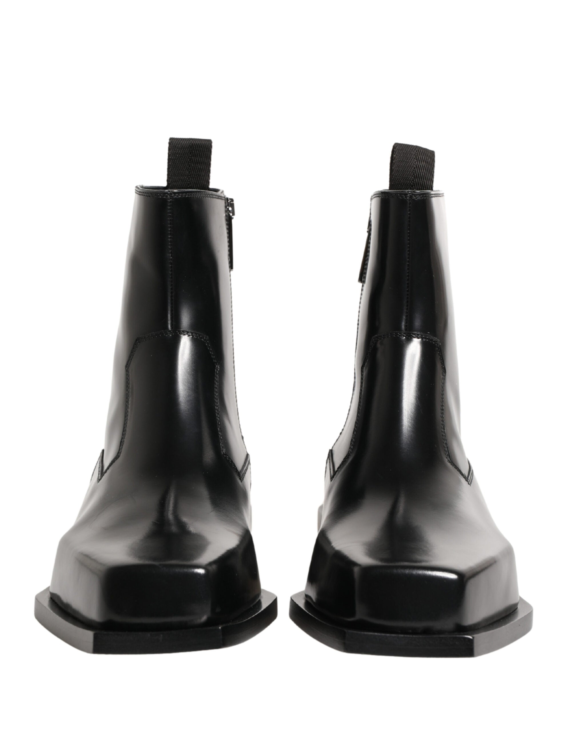 Dolce & Gabbana Black Leather Zip Closure Ankle Boots Men's Shoes