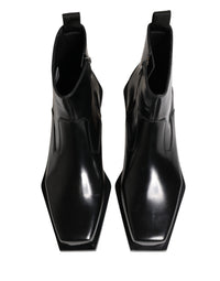 Dolce & Gabbana Black Leather Zip Closure Ankle Boots Men's Shoes