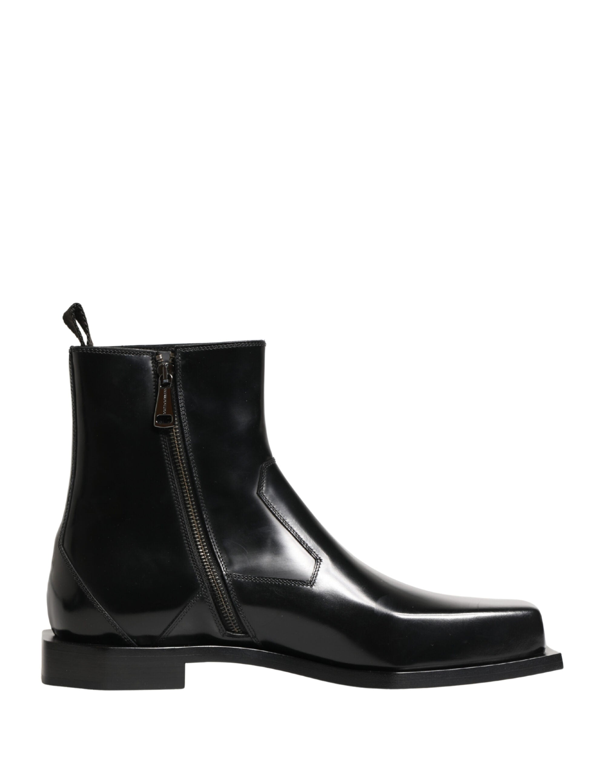 Dolce & Gabbana Black Leather Zip Closure Ankle Boots Men's Shoes