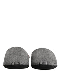 Dolce & Gabbana Dolce & Gabbana Grey Herringbone Cashmere Red Slippers Men's Shoes