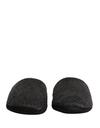 Dolce & Gabbana Dolce & Gabbana Dark Grey Charcoal Wool Red Slippers Men's Shoes