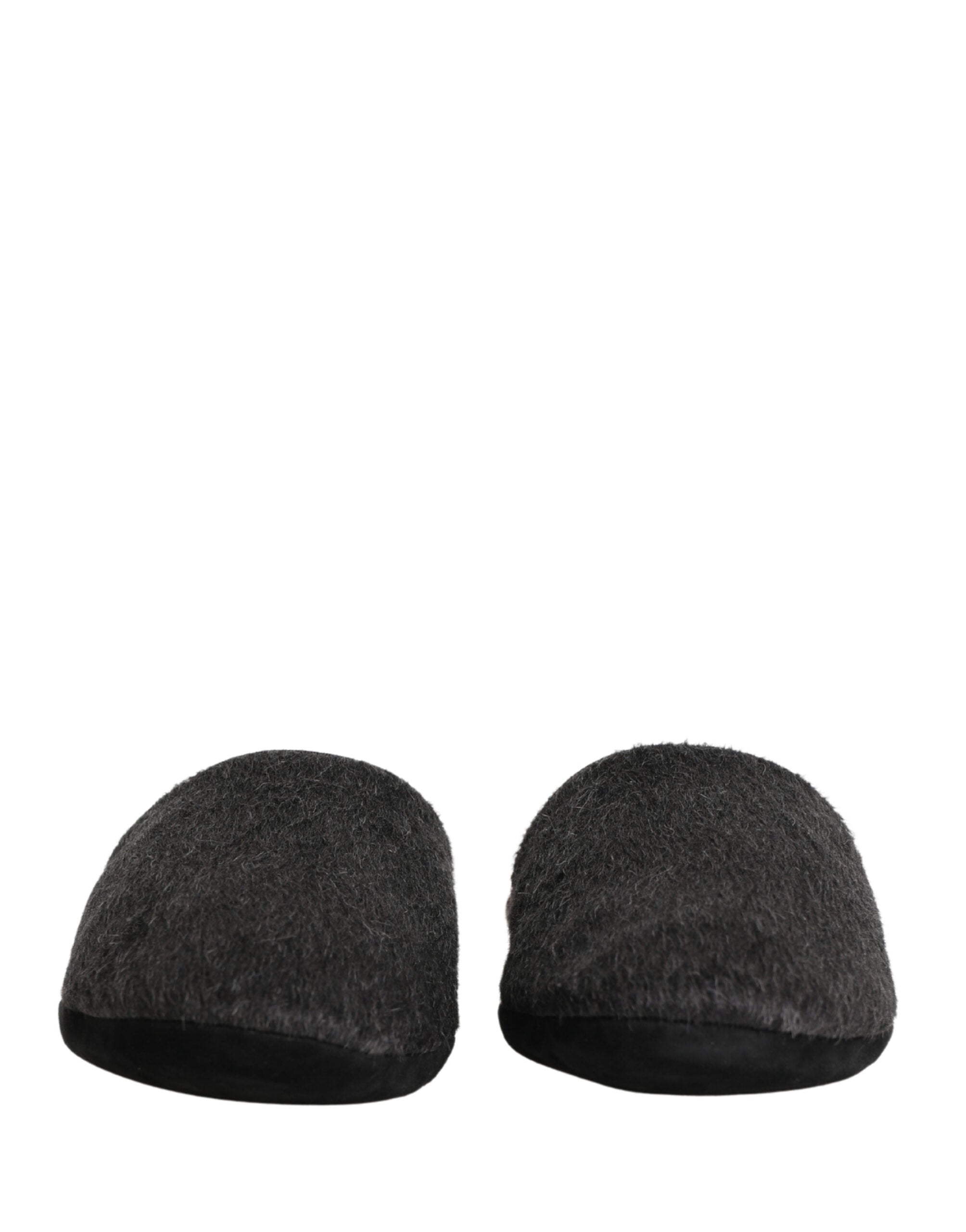 Dolce & Gabbana Dolce & Gabbana Dark Grey Charcoal Wool Red Slippers Men's Shoes