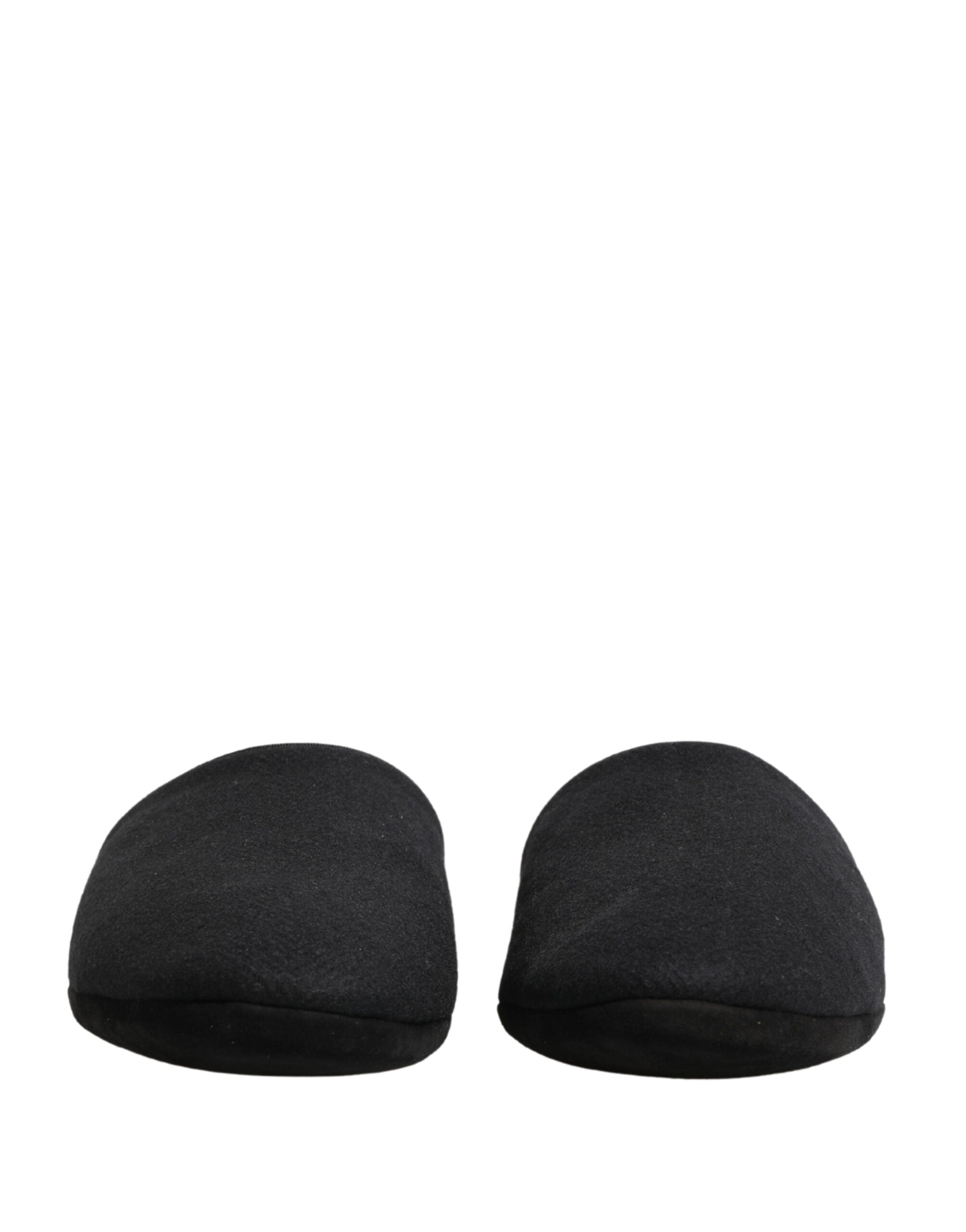 Dolce & Gabbana Dolce & Gabbana Black Wool Cashmere Red Quilted Slippers Men's Shoes