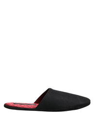 Dolce & Gabbana Dolce & Gabbana Black Wool Cashmere Red Quilted Slippers Men's Shoes