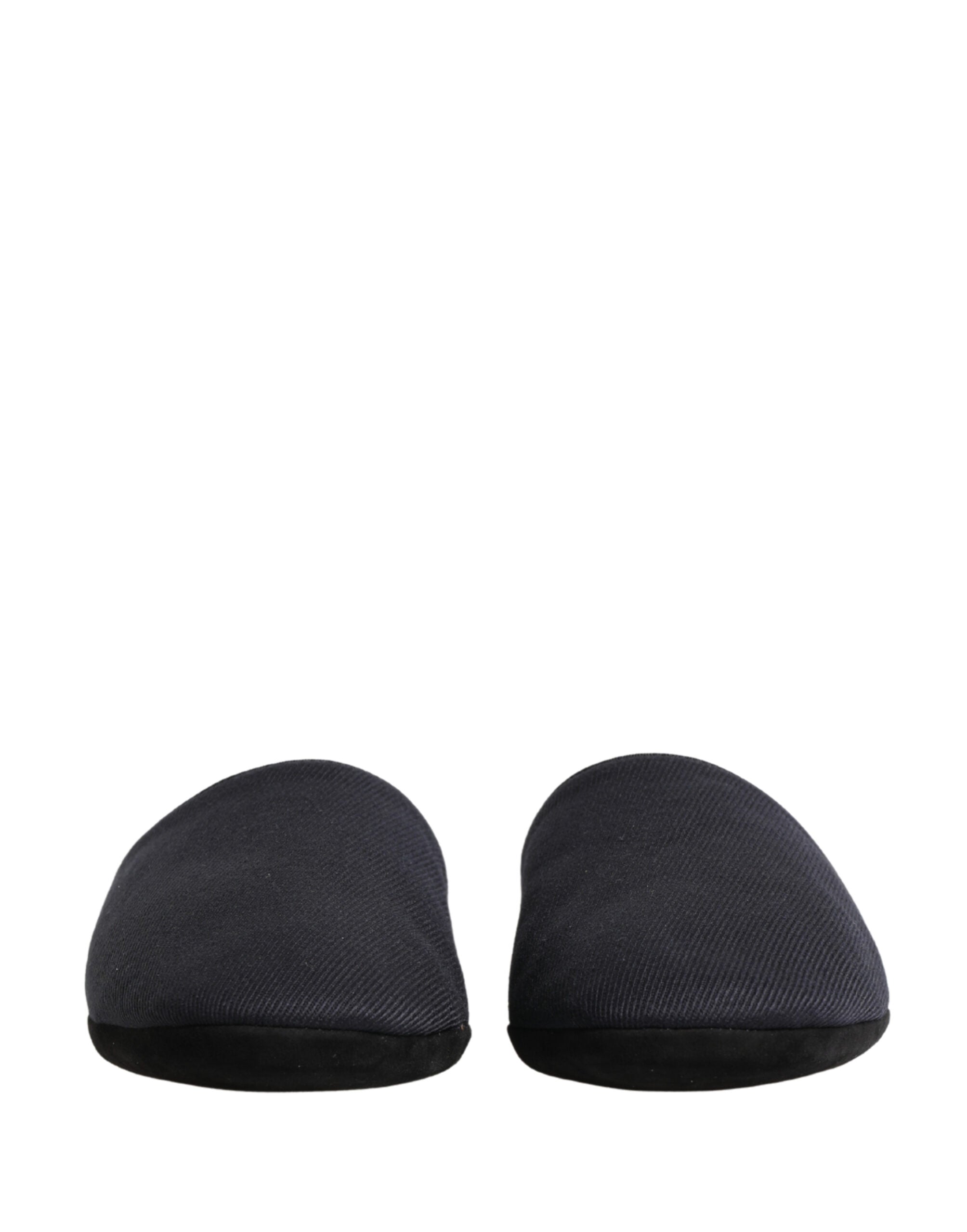 Dolce & Gabbana Dolce & Gabbana Dark Navy Wool Cotton Red Chevron Slippers Men's Shoes
