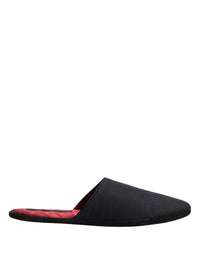 Dolce & Gabbana Dolce & Gabbana Dark Navy Wool Cotton Red Chevron Slippers Men's Shoes