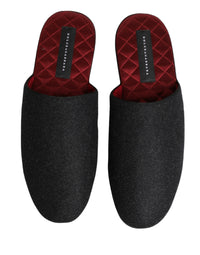 Dolce & Gabbana Dolce & Gabbana Anthracite Wool Cashmere Quilted Slippers Men's Shoes
