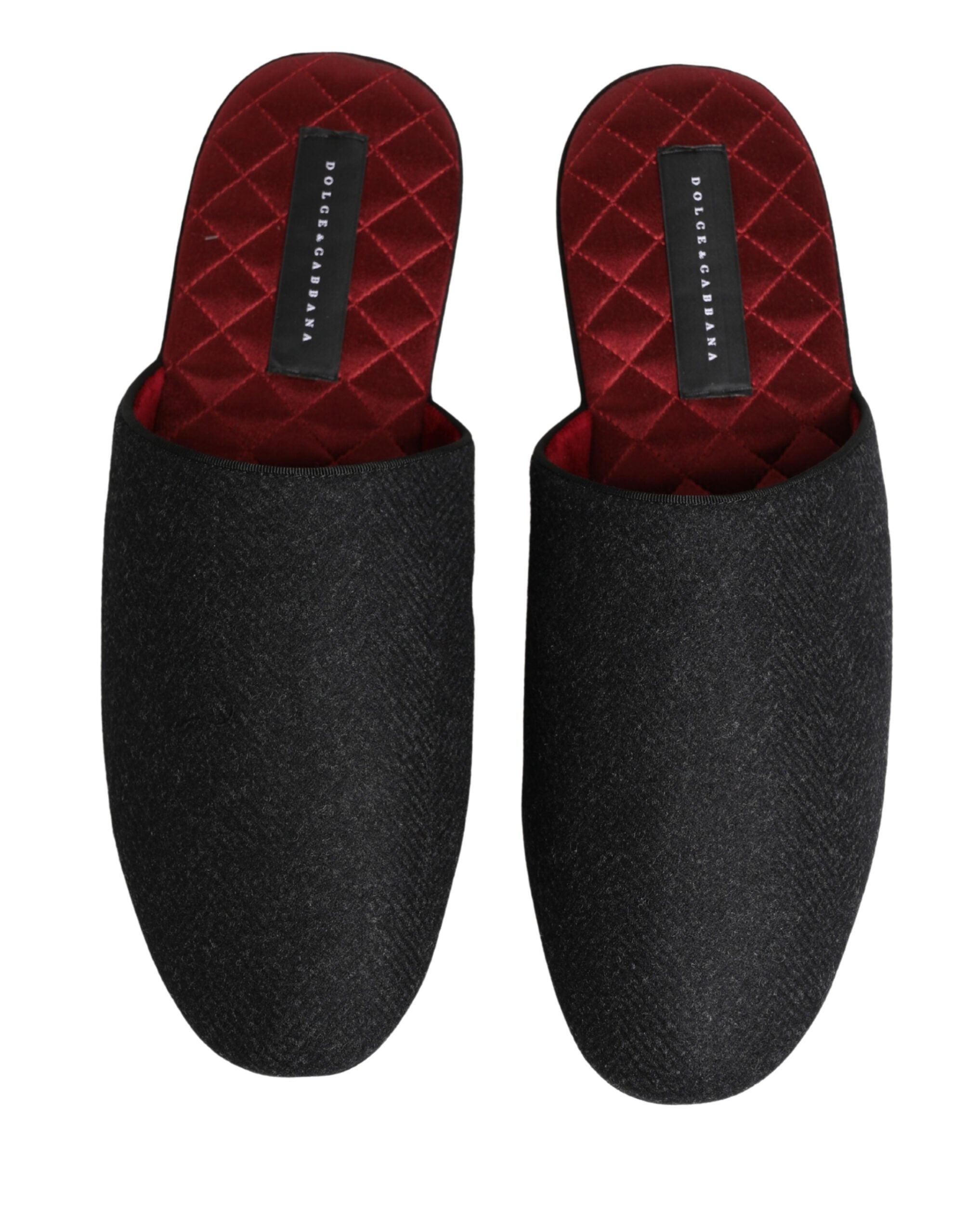 Dolce & Gabbana Dolce & Gabbana Anthracite Wool Cashmere Quilted Slippers Men's Shoes