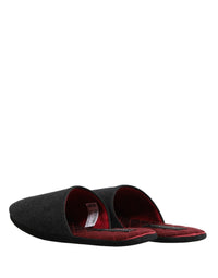 Dolce & Gabbana Dolce & Gabbana Anthracite Wool Cashmere Quilted Slippers Men's Shoes
