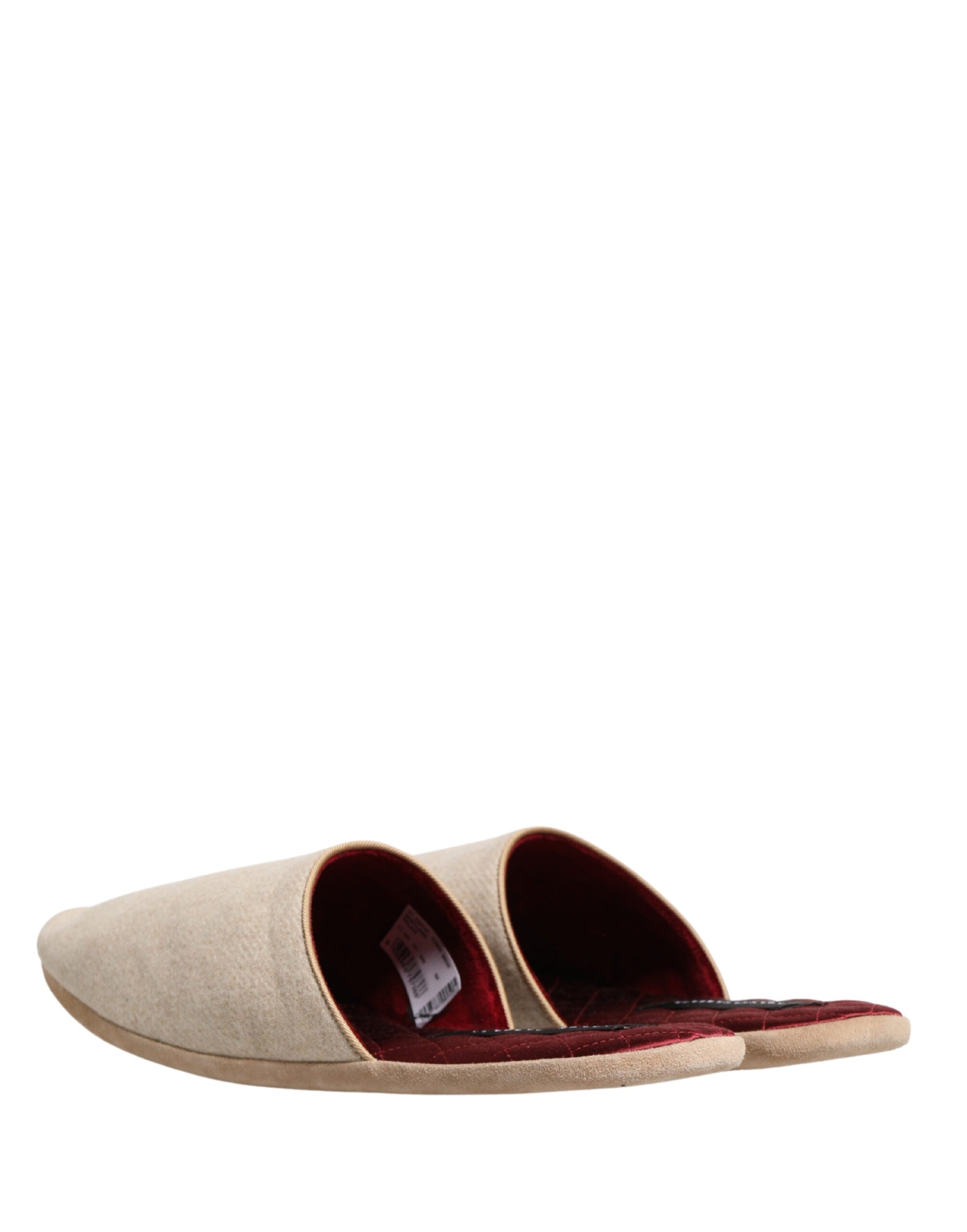 Dolce & Gabbana Dolce & Gabbana Beige Shetland Wool Red Quilted Slippers Men's Shoes