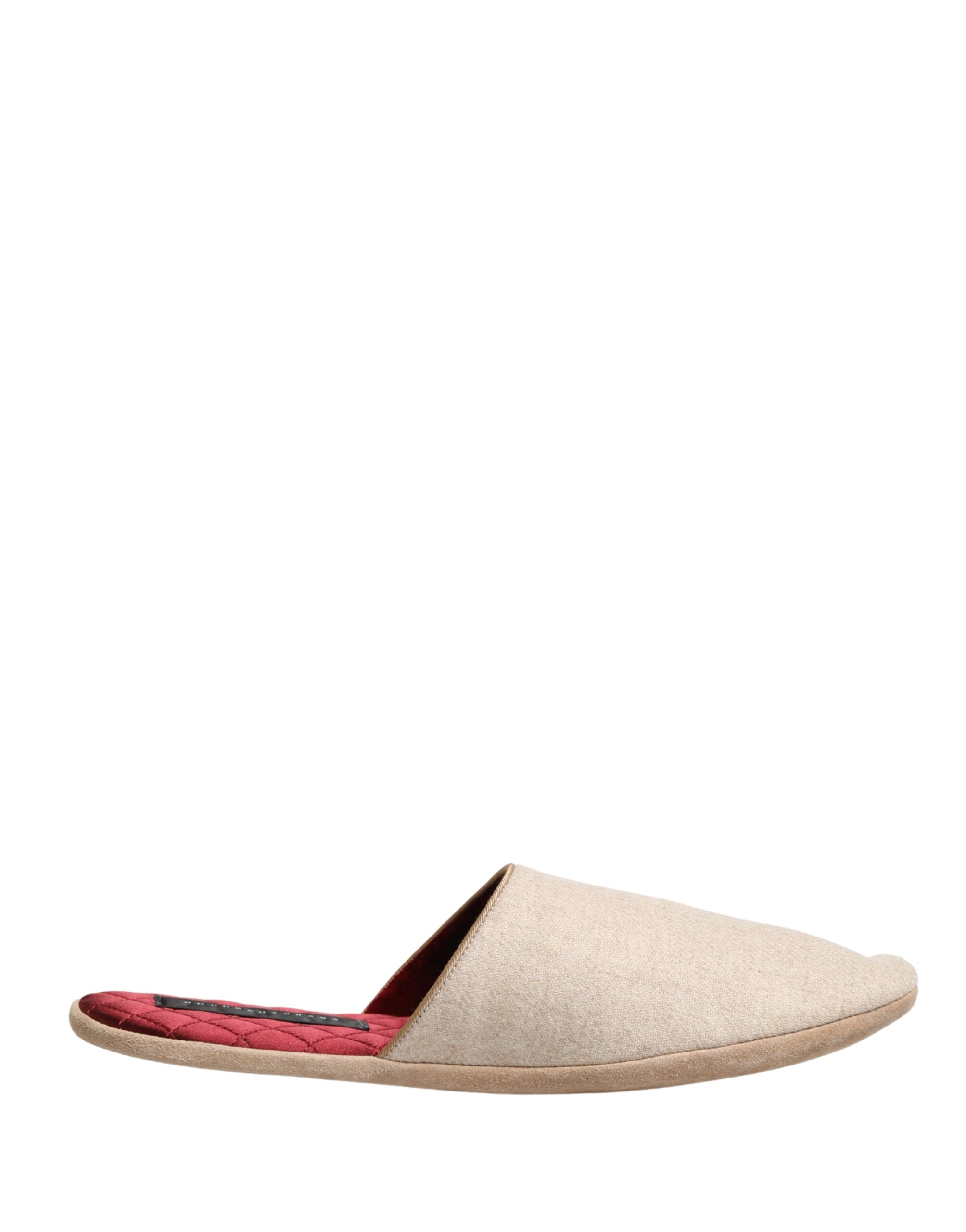 Dolce & Gabbana Dolce & Gabbana Beige Shetland Wool Red Quilted Slippers Men's Shoes