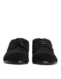 Dolce & Gabbana Dolce & Gabbana Men Black Riccio Shearling Dress Derby Men's Shoes