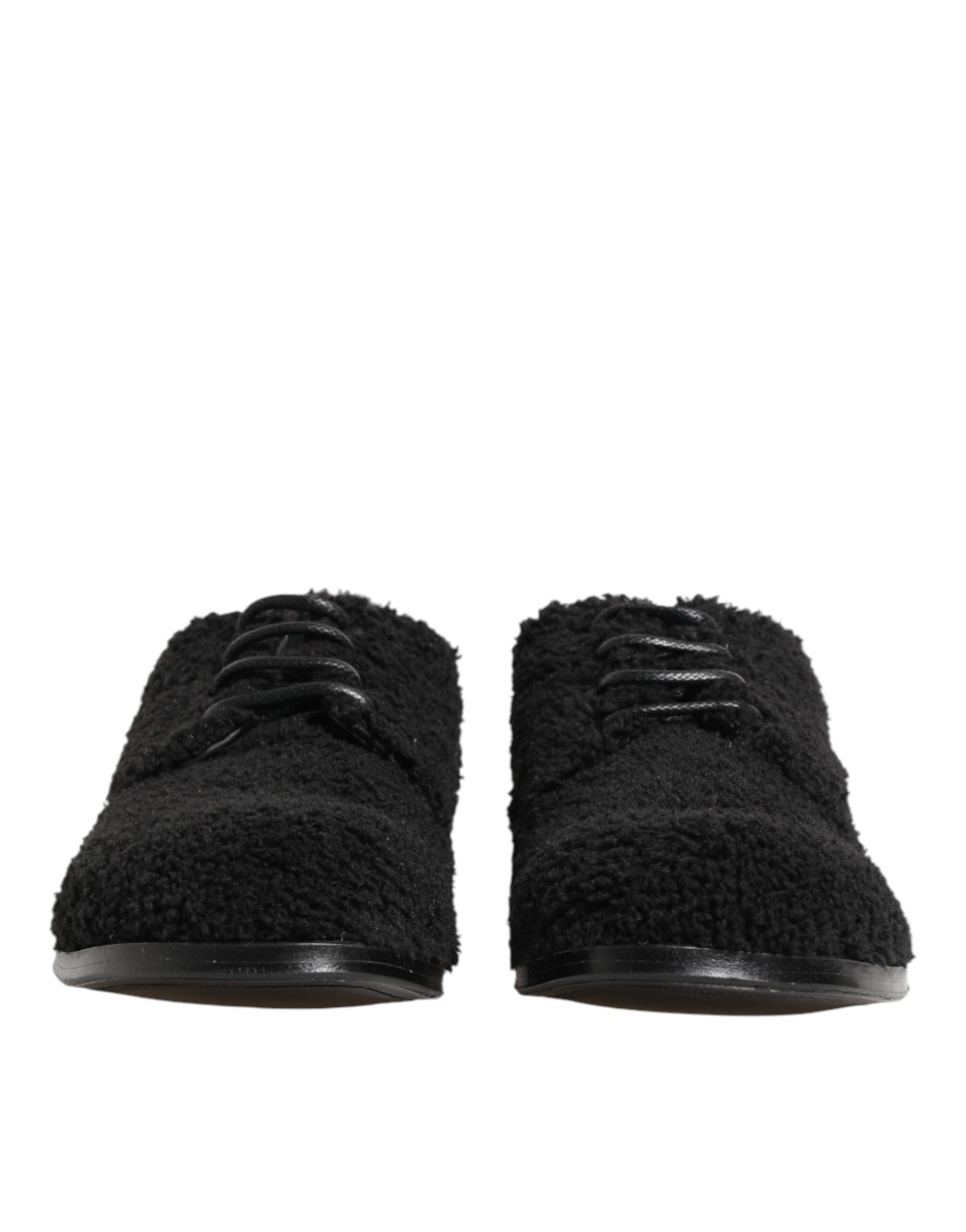 Dolce & Gabbana Dolce & Gabbana Men Black Riccio Shearling Dress Derby Men's Shoes
