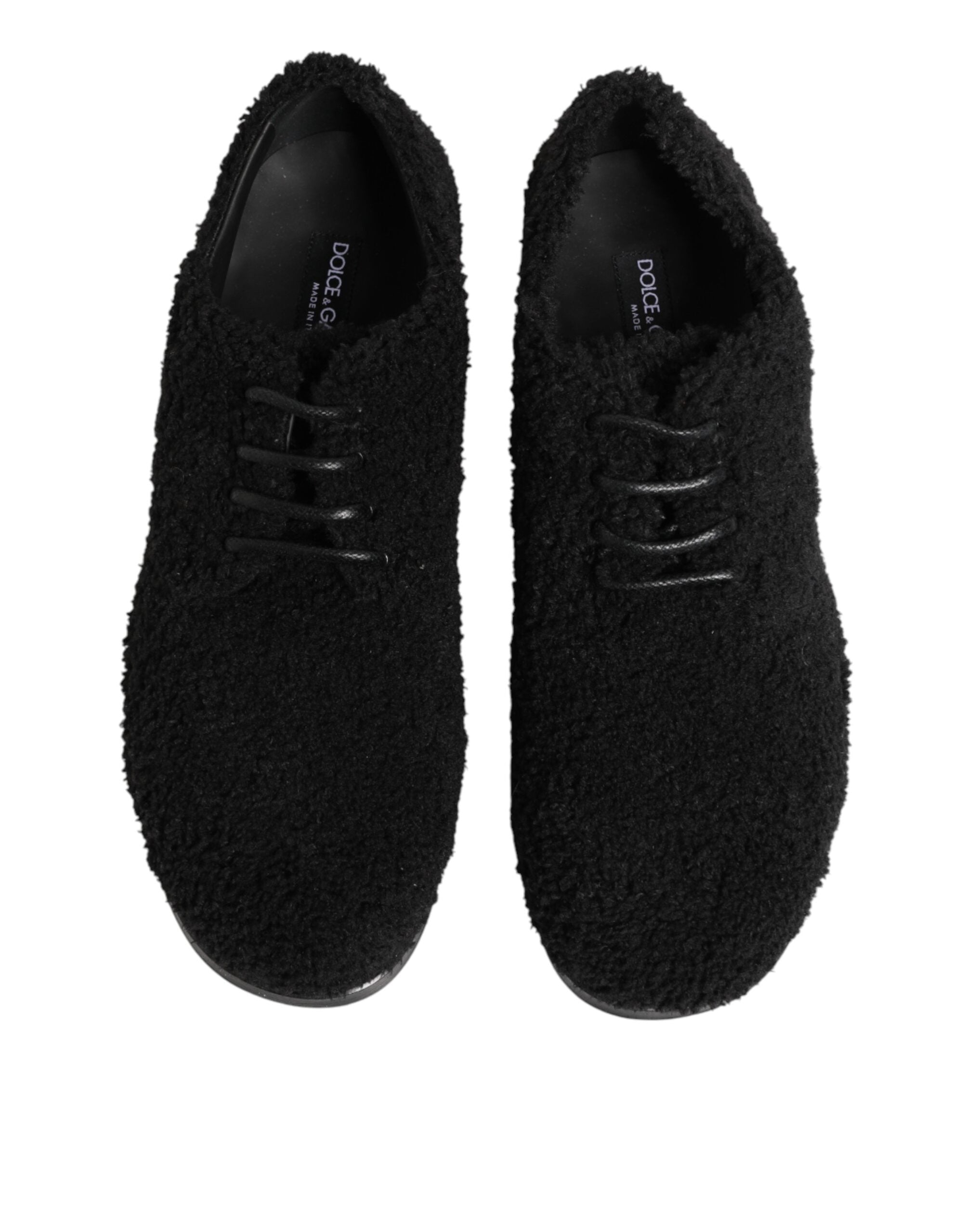 Dolce & Gabbana Dolce & Gabbana Men Black Riccio Shearling Dress Derby Men's Shoes
