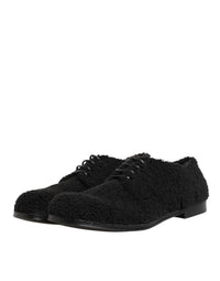 Dolce & Gabbana Dolce & Gabbana Men Black Riccio Shearling Dress Derby Men's Shoes