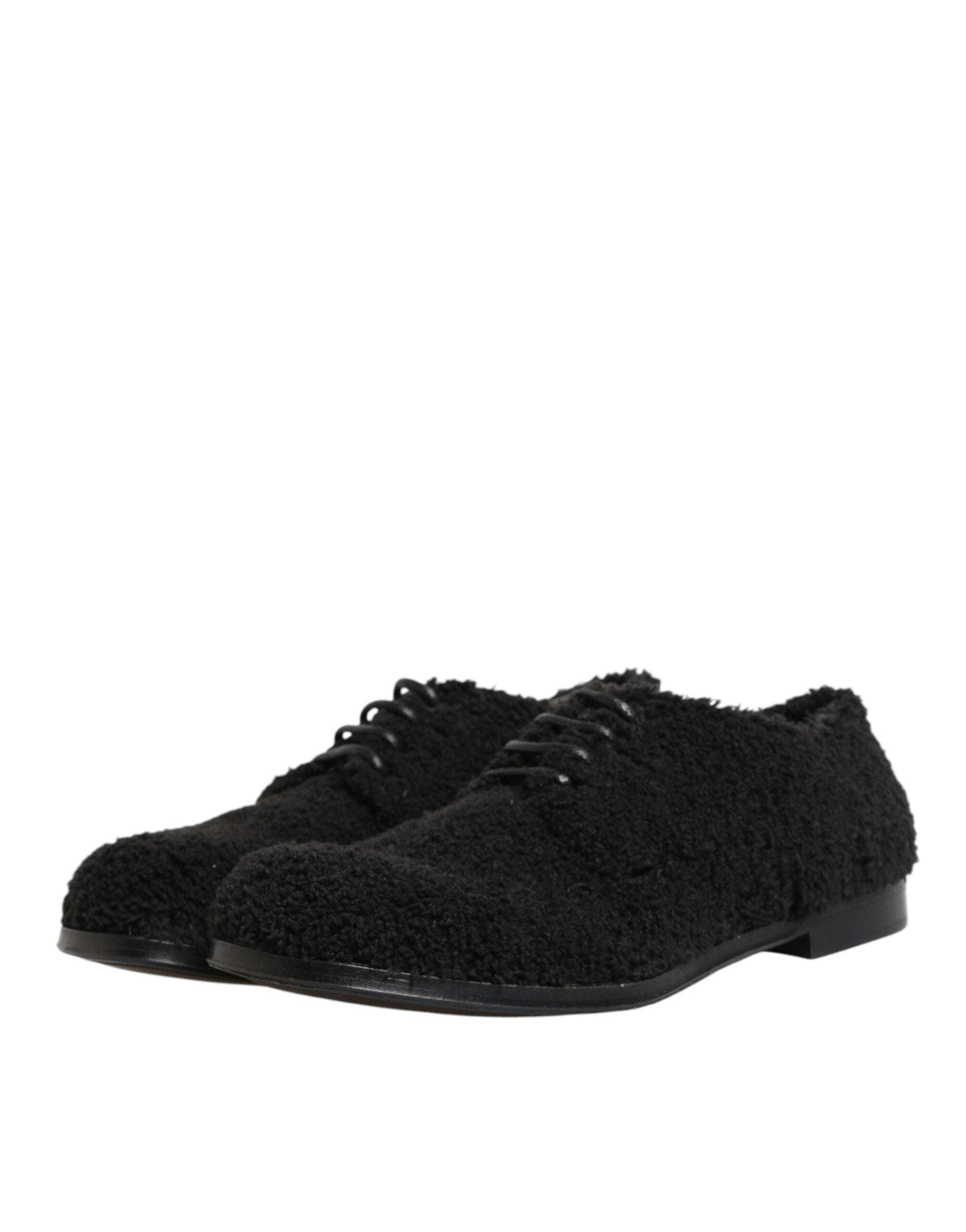Dolce & Gabbana Dolce & Gabbana Men Black Riccio Shearling Dress Derby Men's Shoes