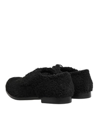 Dolce & Gabbana Dolce & Gabbana Men Black Riccio Shearling Dress Derby Men's Shoes