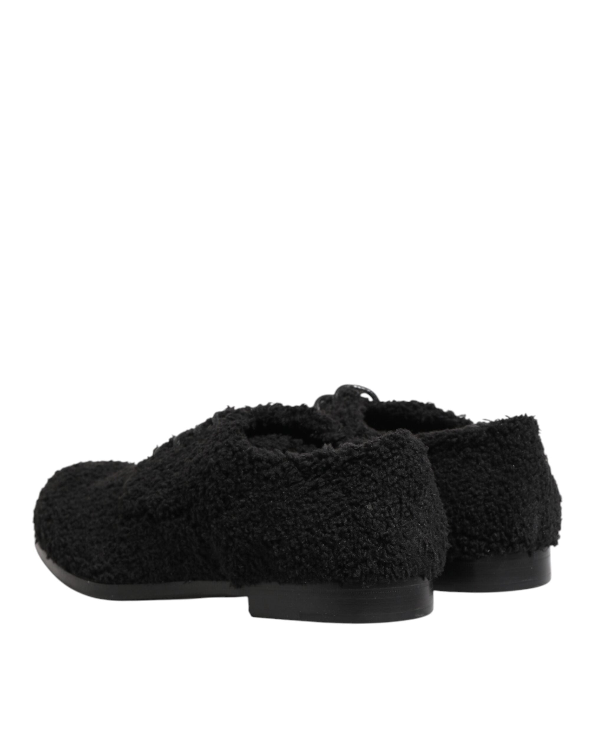 Dolce & Gabbana Dolce & Gabbana Men Black Riccio Shearling Dress Derby Men's Shoes