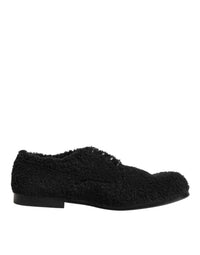 Dolce & Gabbana Dolce & Gabbana Men Black Riccio Shearling Dress Derby Men's Shoes