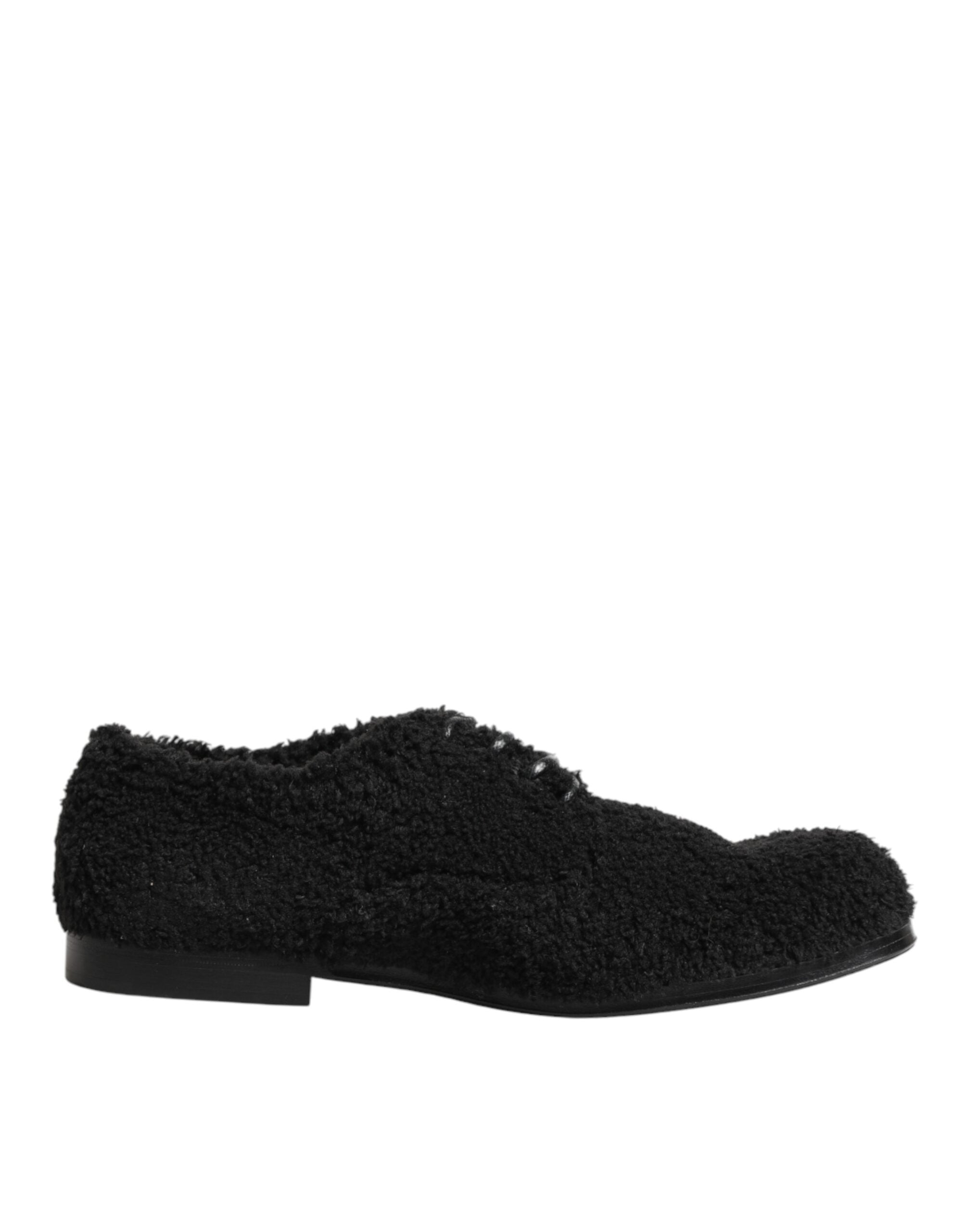 Dolce & Gabbana Dolce & Gabbana Men Black Riccio Shearling Dress Derby Men's Shoes